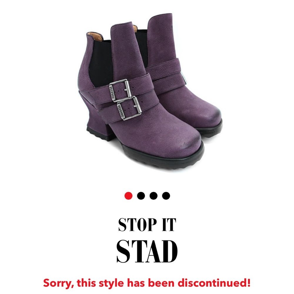 Fluevog stad purple booties